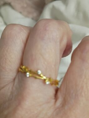Delicate Gold Vine Ring with Clear Stones - Women Jewelry Price Drop